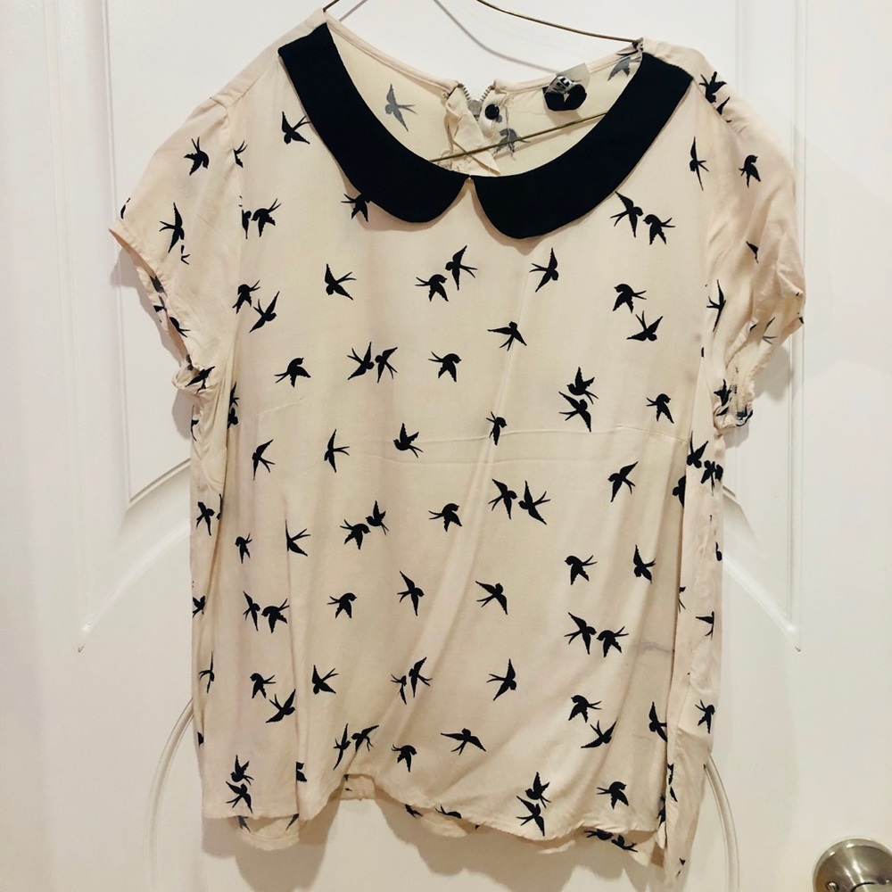Peter Pan Collar Printed Blouse